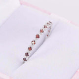 1ct Round Cut Red Garnet Wedding Band Square Minimalist 14k White Gold Finish