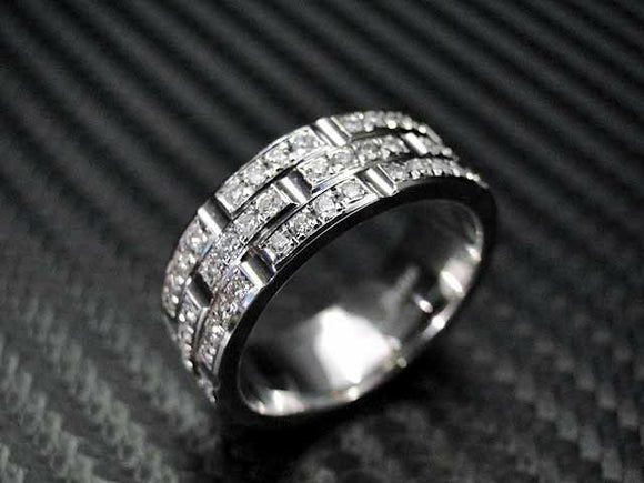 3Ct Round Cut Diamond Full Eternity Wide Wedding Band 14K White Gold Finish