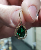 1.5ct Drop Earrings Pear Cut Emerald Intertwined Dangling 14k Yellow Gold Finish