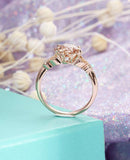 1ct Round Cut Peach Morganite Engagement Ring 14k Rose Gold Finish Milgrain