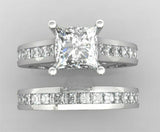 6Ct Princess Cut Diamond Solitaire Ring Band Bridal Set 14K White Gold Finish