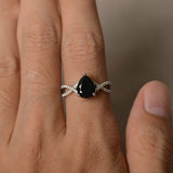 Infinity Solitaire Engagement Ring 1ct Pear Cut Black Diamond 14k WhiteGold Over