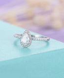 1.6ct Pear Cut VVS1 Diamond Halo Stylish Engagement Ring 14k White Gold Finish