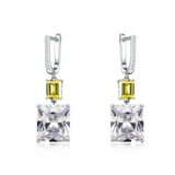 5Ct Radiant Cut Diamond Yellow Sapphire Gatsby Drop Earrings 14K White Gold Over