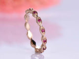 1ct Round Cut Pink Ruby Wedding Band Vintage Full Eternity 14k Rose Gold Finish