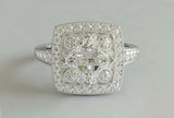 4ct Princess Cut Diamond Engagement Ring Art Deco Milgrain 14k White Gold Finish