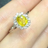 2ct Oval Yellow Sapphire Engagement Ring Diamond Stylish Halo 14k WhiteGold Over