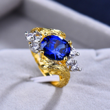 2.6ct Oval Cut Blue Sapphire Engagement Ring 14k Yellow Gold Over Antique Unique