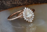 Cluster Bridal Set Engagement Ring 3ct Pear Cut VVS1D Diamond 14k Rose Gold Over