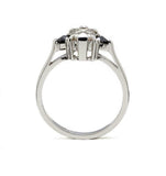 1ct Emerald Cut Diamond Accents Trilogy Engagement Ring 14k White Gold Finish