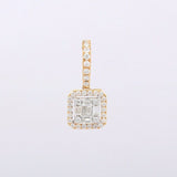 2ct Diamond Pendant Baguette Cut Brilliant Halo 14k Yellow Gold Finish NO CHAIN