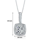 2Ct Cushion Cut VVS1 Diamond Halo Petite Pendant 14K White Gold Finish NO CHAIN