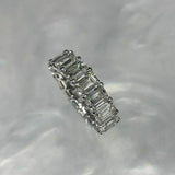 5Ct Emerald Cut Diamond Women Wedding Band 14K White Gold Finish Full Eternity