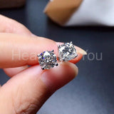 0.35ct Round Cut Moissanite Solitaire Stud Earrings 14k White Gold Plated