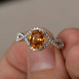 2ct Oval Cut Yellow Citrine Infinity Wedding Engagement Ring 14k White Gold Over