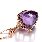 2ct Heart Cut Purple Amethyst Pendant Unique Design 14k RoseGold Finish NO CHAIN