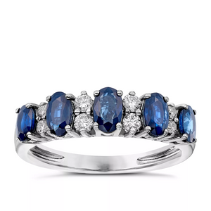 4Ct Oval Cut Blue Sapphire Diamond Stackable Wedding Band 14K White Gold Finish