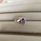 1ct Engagement Ring Marquise Cut Purple Amethyst Solitaire 14k White Gold Finish