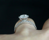 3Ct Round Cut DVVS1 Diamond Bridal Set Band Halo Ring 14K White Gold Finish