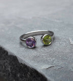 1.5ct Round Peridot Amethyst Open Fashion Engagement Ring 14k White Gold Finish