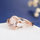 1.3ct Oval Cut Peach Morganite Engagement Ring 18k Rose Gold Finish Split Shank