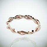 2Ct Round Cut Black Diamond Twisted Rope Infinity Wedding Band Rose Gold Finish