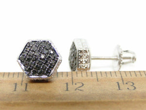 0.35ct Round Cut Black Diamond Cluster Stud Earrings Women 14k White Gold Finish