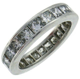 3.2ct Princess Cut Diamond Wedding Ring Band Full Eternity 14k White Gold Finish