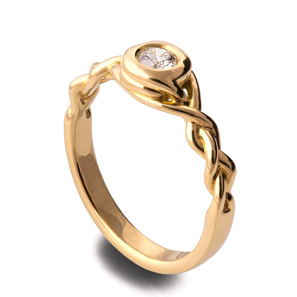 0.4ct Round Cut Diamond Engagement Ring 14k Yellow Gold Finish Braided Solitaire