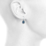 1.5ct Drop Earrings Pear Cut London Blue Topaz Intertwined 14k White Gold Finish