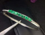 3.5Ct Oval Cut Green Emerald Thin Elegant Bangle Bracelet 14K White Gold Finish