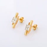 1.25ct Drop Earrings Princess Cut Diamond Stylish Design 14k Yellow Gold Finish