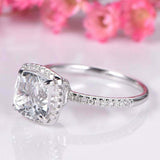 1.5ct Cushion Cut Diamond Engagement Ring Halo Solitaire 14k White Gold Finish