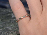 1.2Ct Green Emerald Diamond Full Eternity Wedding Band Ring 14K Rose Gold Finish