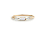 Thin Minimalist Engagement Ring 1ct Baguette Cut Diamond 14k Yellow Gold Finish