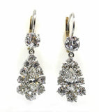 5Ct Pear Cut Diamond Round Halo Vintage Drop Earrings 14K White Gold Finish