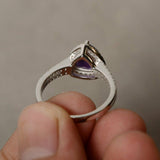 2ct Trillion Cut Purple Amethyst Halo Engagement Ring 14k White Gold Finish