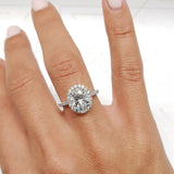 2ct Oval Brilliant Diamond Halo Solitaire Engagement Ring 14k White Gold Finish