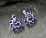 1.5ct Drop Earrings Round Cut Blue Sapphire Swirl Twist 14k White Gold Finish