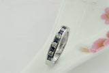 2ct Princess Cut Blue Sapphire Channel Set Wedding Band Ring 14k White Gold Over