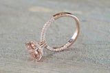 1.2ct Round Cut Morganite Engagement Ring 14k Rose Gold Finish Diamond Accents