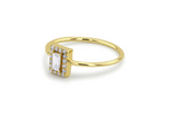 0.4ct Baguette Cut Diamond Engagement Ring 14k Yellow Gold Finish Halo Solitaire