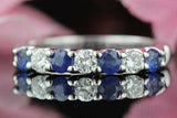 3ct Round Blue Sapphire Diamond Half Eternity Wedding Band 14k White Gold Finish