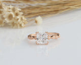 2ct Princess Cut Diamond Milgrain Accent Solitaire Ring Women 14k Rose Gold Over