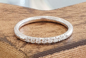 1ct Round Cut Diamond Wedding Band Half Eternity Stackable 18k White Gold Finish