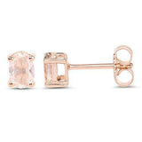 1ct Oval Cut Peach Morganite Solitaire Stud Earrings Women 14k Rose Gold Finish