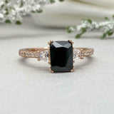 2ct Engagement Ring Emerald Cut Diamond Solitaire with Accent 14k Rose Gold Over