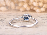 1.2ct Oval Cut Blue Sapphire Accents with Solitaire Ring 14k White Gold Finish