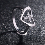 0.9ct Round Cut Diamond Engagement Ring 14k White Gold Finish Cross Heart Shape