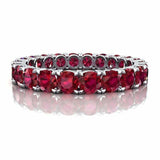 3.5ct Round Cut Pink Ruby Wedding Band Iced Full Eternity 14k White Gold Finish